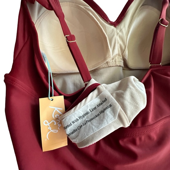 NWT Ruffle Strap Burnt Red Swimsuit by Kona Sol 24W - Picture 6 of 6